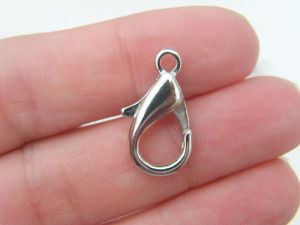 10 Lobster clasps 21 x 12mm silver  tone LC12