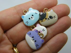 4 Cats charms gold and random mixed tone A965