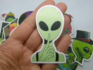 50 Alien themed stickers random mixed paper 04