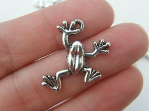 BULK 30 Frog charms antique silver tone A62