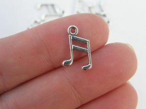 16 Music note charms antique silver tone MN1