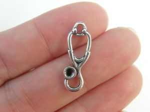 10 Stethoscope charms antique silver tone MD5