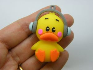 4 Duck headphone pendants yellow PVC plastic B