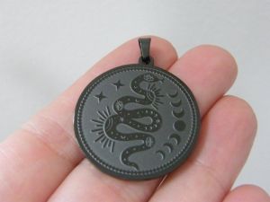 1 Snake phases of the moon pendant black stainless steel A664
