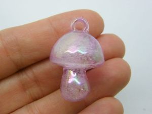 2 Mushroom pendants purple bubble acrylic L 01