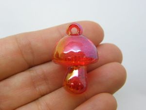 2 Mushroom pendants red bubble acrylic L 01