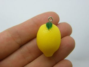 4 Lemon charms yellow resin FD163