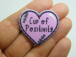 2  Cup of positivity heart pendants acrylic H158