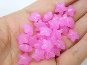 100 Pink imitation jelly star beads acrylic AB454 - SALE 50% OFF