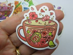 48 Tea cup themed stickers random mixed paper 45