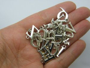 26 Letter whole alphabet charms 16 x 12mm antique silver tone NW