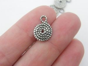 14 Rope charms antique silver tone FF668