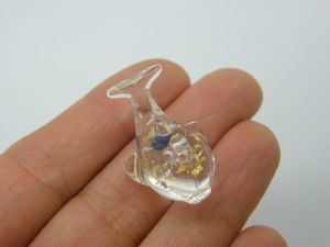 4 Dolphin pendants charms clear resin FF177