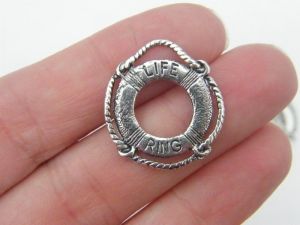 8 Life ring pendants antique silver tone FF672