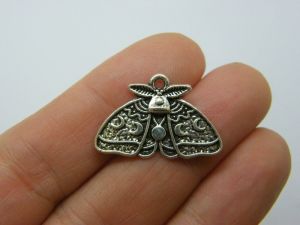 BULK 30 Moth butterfly insect charms antique silver tone A36