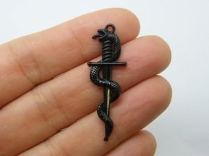 4 Sword snake pendants black tone SW61