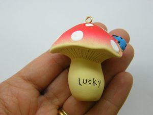 1 Mushroom lucky ladybug pendant resin L