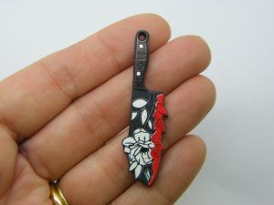 2 Knife flowers Halloween pendants acrylic HC1218