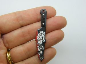 2 Knife flowers Halloween pendants acrylic HC1219