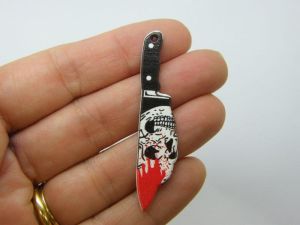 2 Knife skull blood Halloween pendants acrylic HC1225