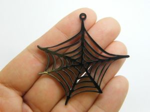 4 Spiderweb cobweb Halloween pendants black acrylic HC1216