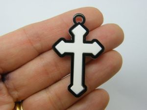 4 Cross pendants black white acrylic C11