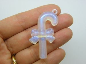 12 Candy cane Christmas pendants glitter powder clear acrylic CT325