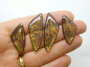 4 Butterfly insect wing set charms resin A455
