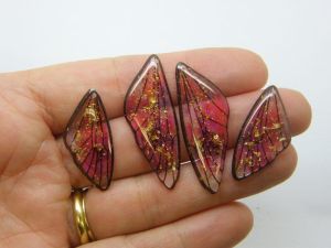 4 Butterfly insect wing set charms resin A858