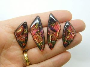 4 Butterfly insect wing set charms resin A207