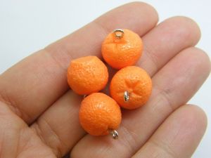 4 Orange fruit charms orange resin FD137