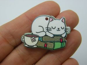 4 Cat books coffee pendants acrylic A1275