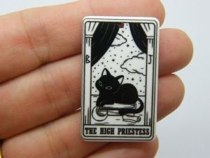 2 The High Priestess cat tarot card Halloween pendant black white acrylic HC1242