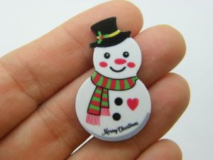 8 Snowman Merry Christmas embellishment cabochons acrylic CT273