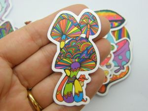 50 Rainbow mushroom themed stickers random mixed paper 063