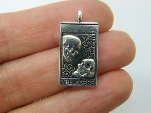 6 The lovers tarot card charms antique silver tone HC1251