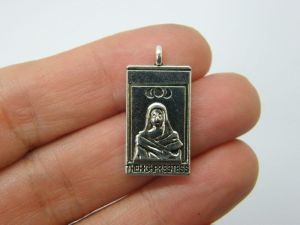 6 The high priestess tarot card charms antique silver tone HC1246