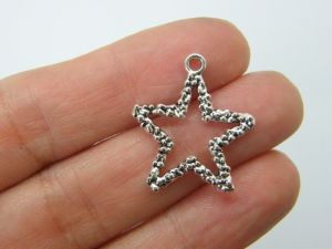 8 Star charms antique silver tone S8