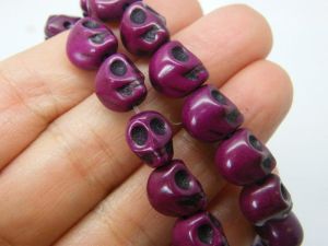 38 Skull beads jam purple 10 x 8mm synthetic turquoise SK19