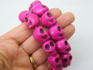20 Skull beads magenta pink 13 x 18mm synthetic turquoise SK37