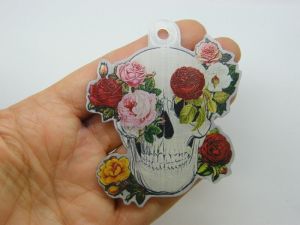 1 Flower skull pendant acrylic HC