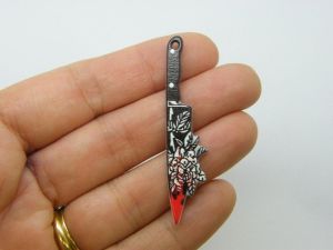 2 Knife flowers Halloween pendants acrylic HC1221