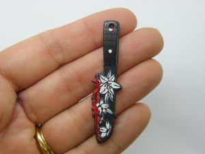 2 Knife flowers Halloween pendants acrylic HC1224