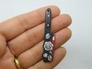 2 Knife flowers Halloween pendants acrylic HC1222