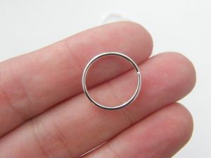 100 Split rings 16mm silver plated FS413