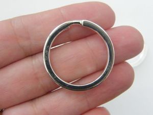 BULK 10 Key rings 30 x 2.3mm silver plated FS518 