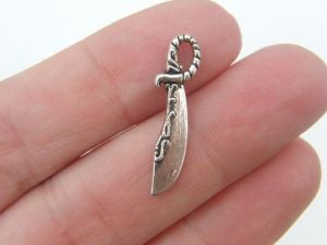 12 Sword charms antique silver tone SW15