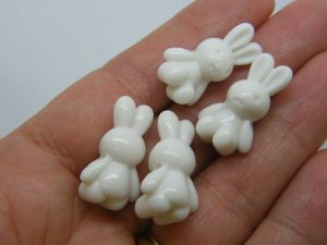 30 Rabbit bunny beads white acrylic BB464