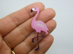4 Flamingo pendants pink black clear acrylic B121