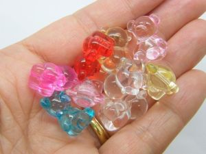 30 Teddy bear beads random mixed transparent acrylic BB413